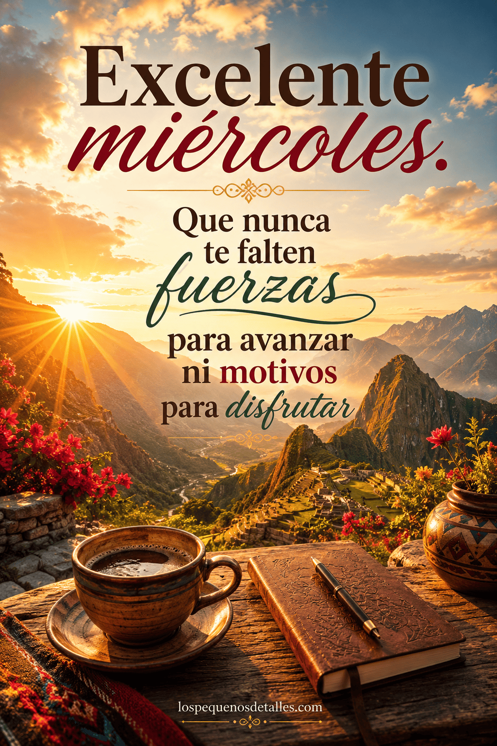 Excelente miércoles. Que hoy encuentres fuerzas para seguir adelante y muchos motivos para disfrutar cada momento.