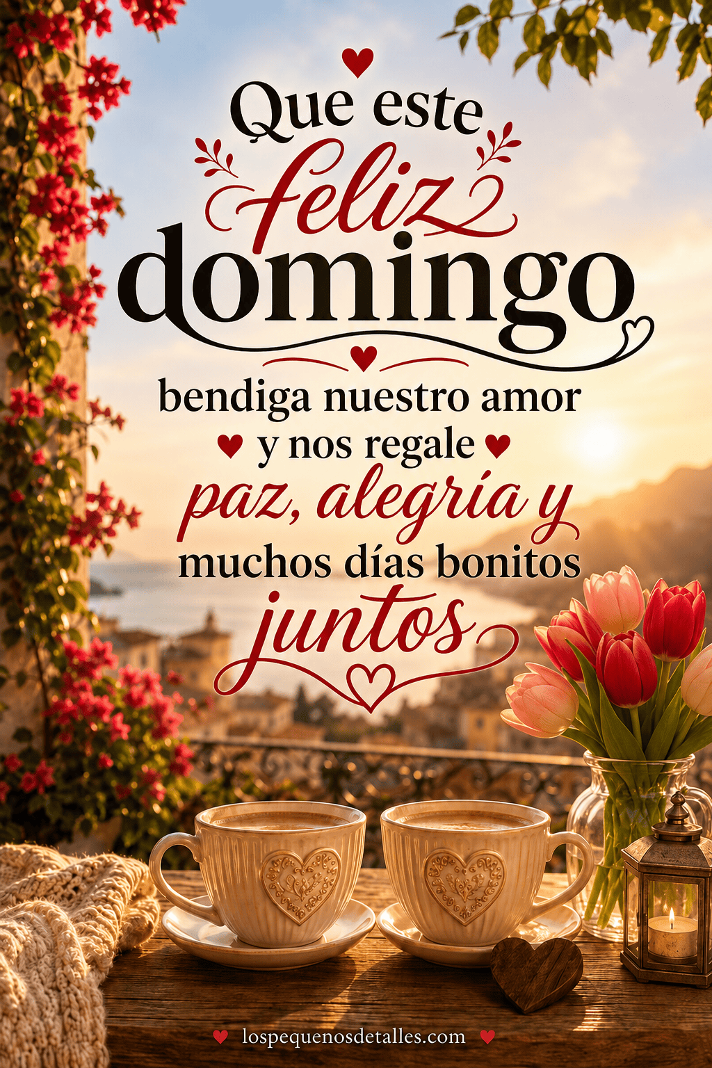 Comparte un feliz domingo bendiciones para tu amor y regala una frase llena de paz, alegría y deseos bonitos para seguir juntos.