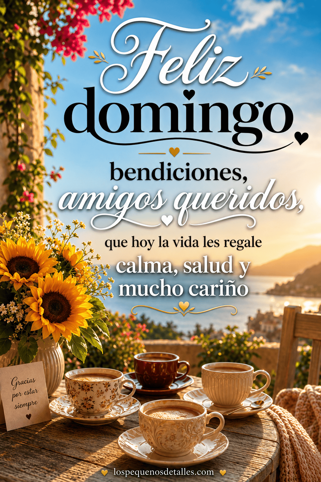 Comparte feliz domingo bendiciones con amigos queridos y regala un mensaje lleno de calma, salud y mucho cariño