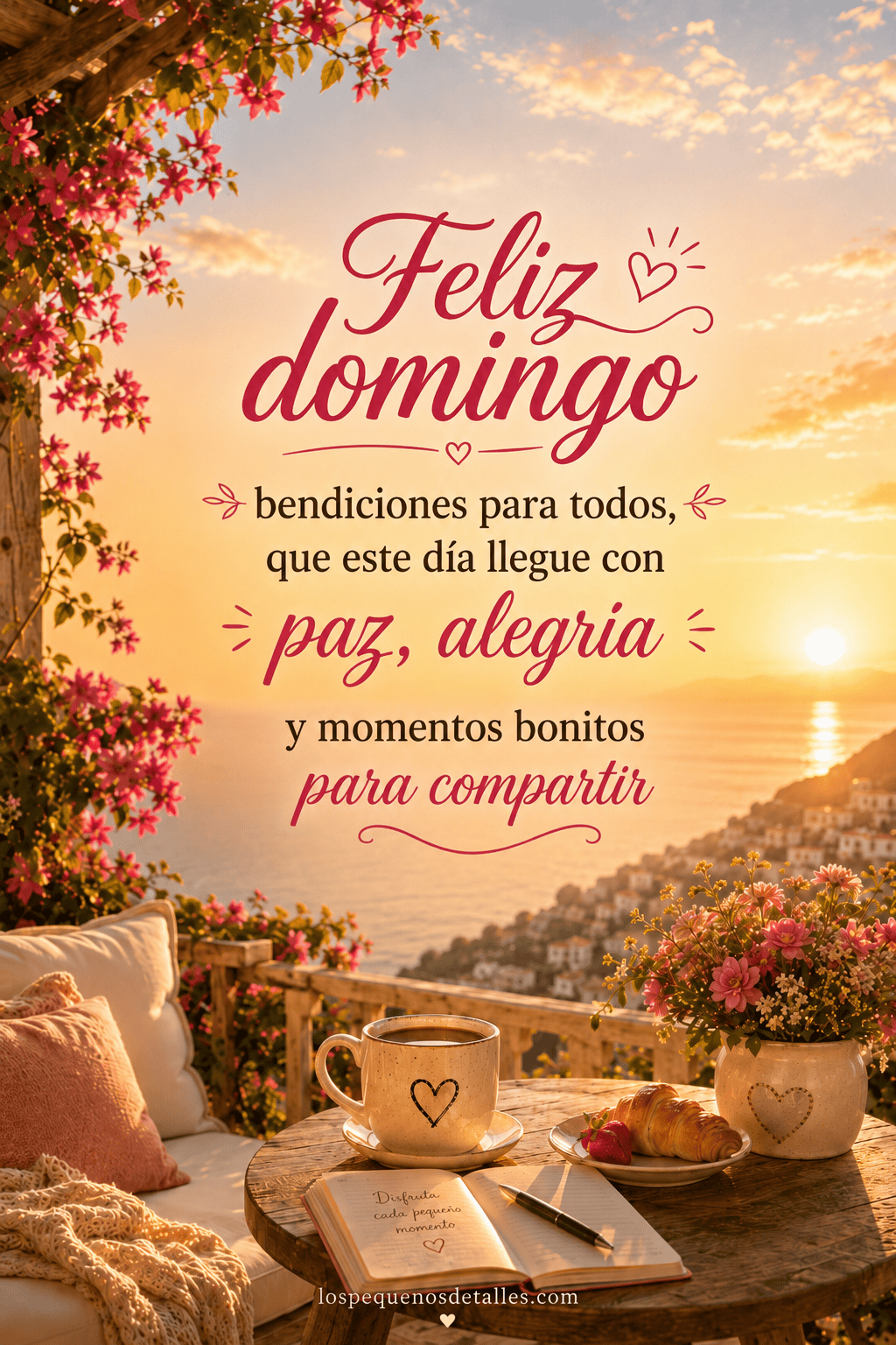 
Comparte un feliz domingo bendiciones lleno de paz, alegría y momentos bonitos para regalar cariño desde el corazón
