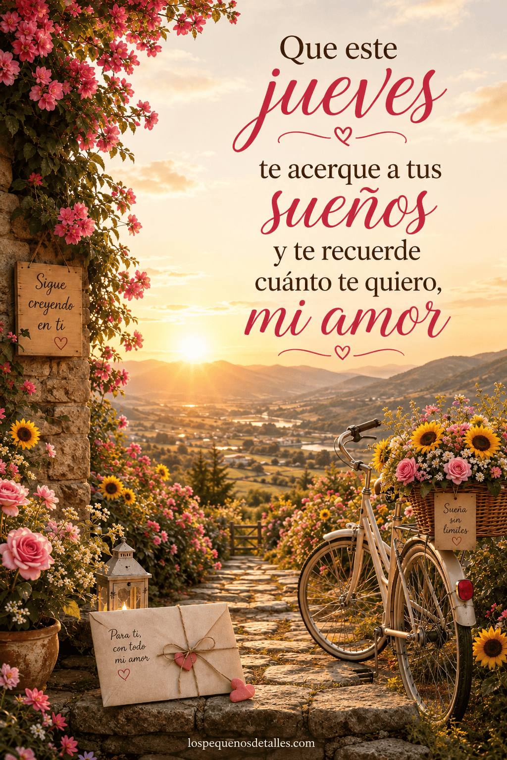 Que este jueves te acerque a tus sueños y te recuerde cuánto te quiero, mi amor