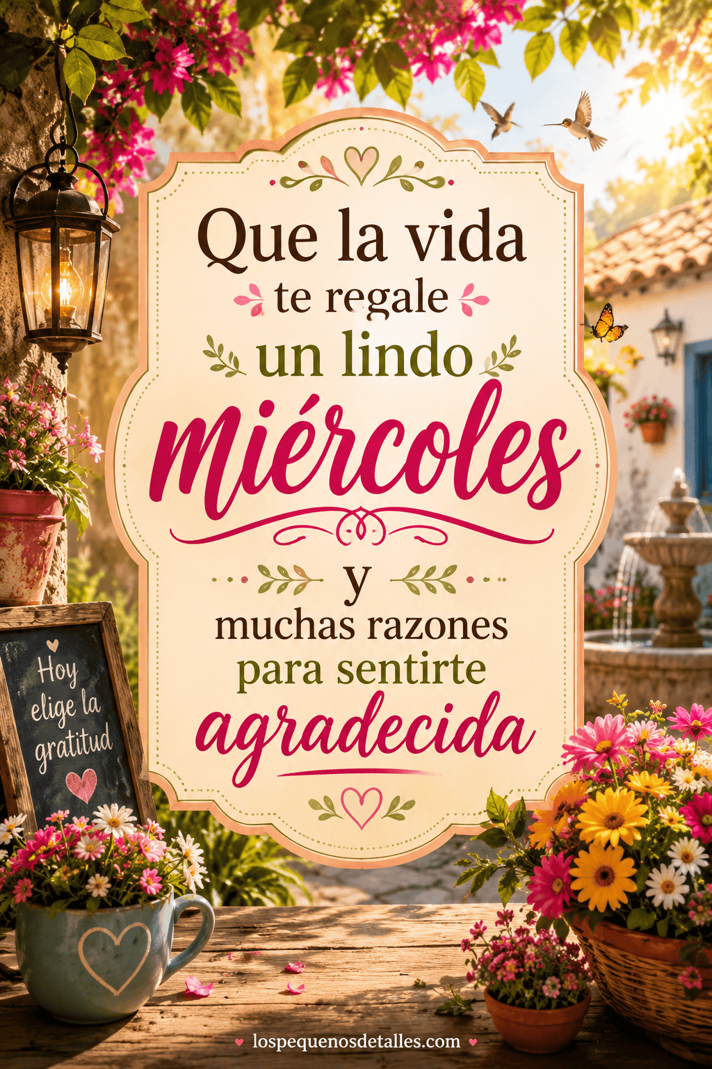 Que la vida te regale un lindo miércoles lleno de alegría y muchas razones para sentirte agradecida por todo lo bueno.