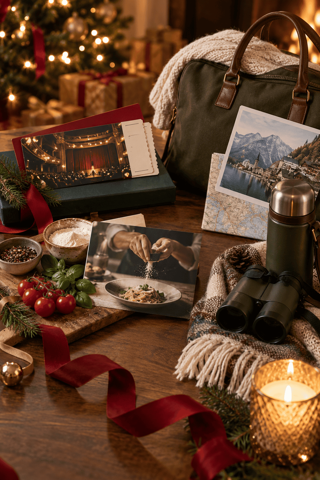 Experiencias originales para regalar a mamá en Navidad, con entradas para un espectáculo, escapada de fin de semana, clase de cocina y plan al aire libre.
